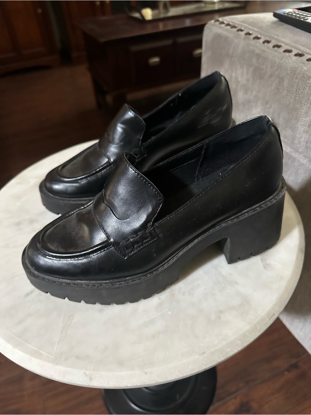 Target Black Chunky Heel Penny Loafers - Picture 2 of 3